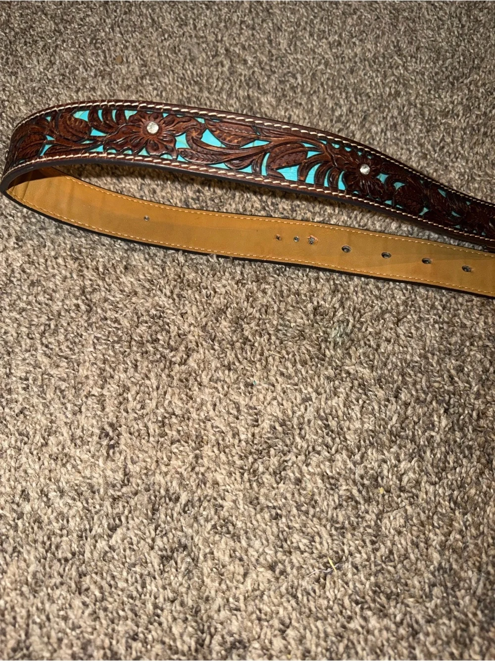 ARIAT GIRLS' TOOLED RHINESTONES OVERLAY BELT Size 27